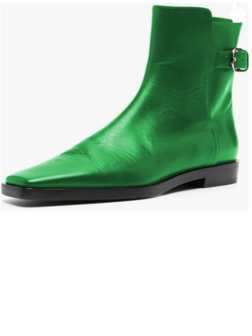 Green Low Heel Back Strap Buckle Ankle Boots Square Toe Ladies Casual Daily Boot